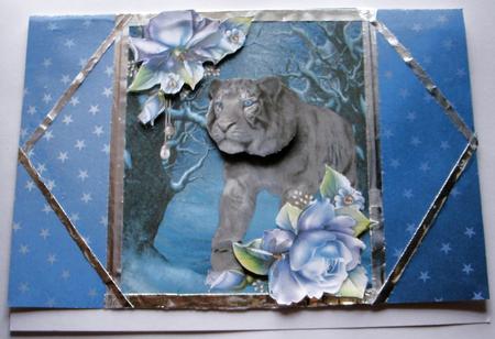 Great White Tiger Topper with Decoupage by Redonda Haddock
