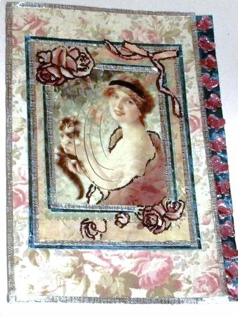 Beautiful Vintage Girl with a Kitten , ( Pyramarge) by Redonda Haddock