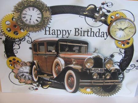 Nostalgia Vintage Car with Steampunk Clock Frame A4 by Rene McLean