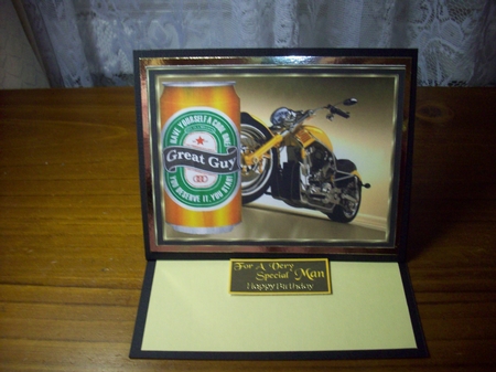 Birthday Beer & Motorbike Card by Rhonda Brown