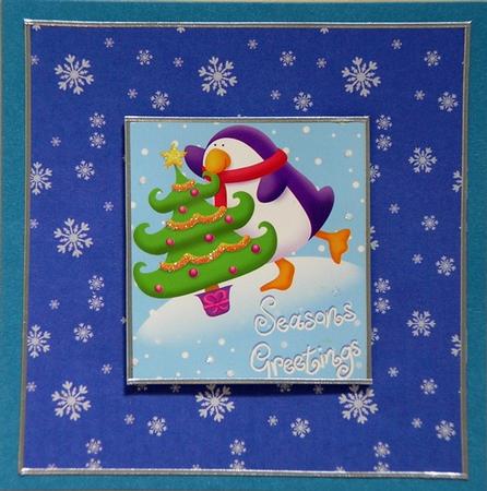 Golden Snowflakes Christmas Background (blue) by Rhonda Young
