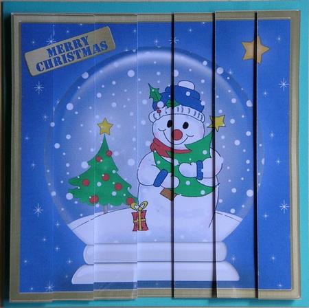 Xmas Snowman Snowglobe Side Stacker Topper by Rhonda Young