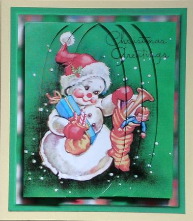 Mr Snowman Checking His Stocking - Elipse Edged Side Stacker by Rhonda Young