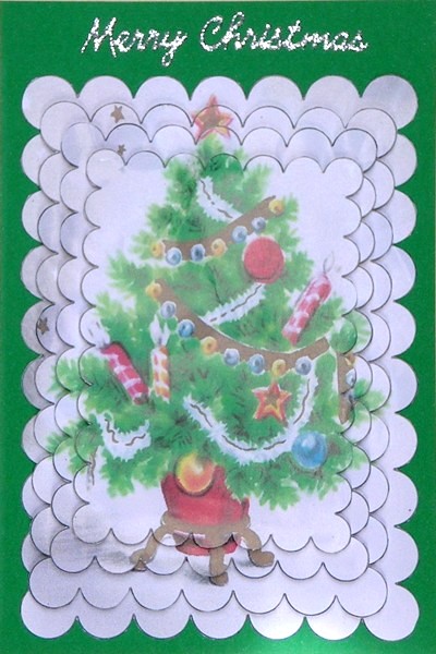 Jewelled Christmas Tree Scallop Edge Pyramid Toppers by Rhonda Young