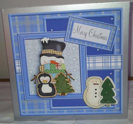 Snowman and Penguin Christmas Layered Square by Rhonda Young