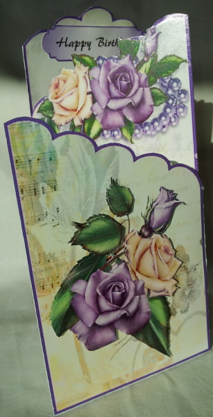 Pretty Cream/lilac Roses Cascading Card by Rhonda Young