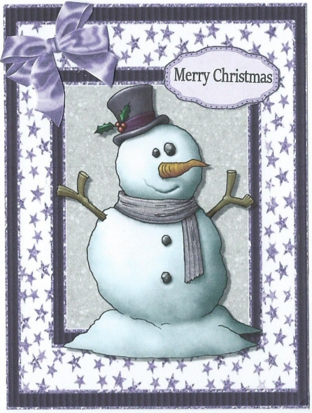 Cute Snowman with Purple Scarf by Rhonda Young