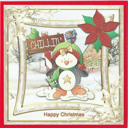 Penguin Chillin Square Card Front by Rhonda Young