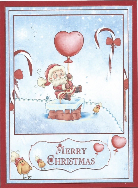 Santa Coming Down the Chimney Card Front and Decoupage by Rhonda Young