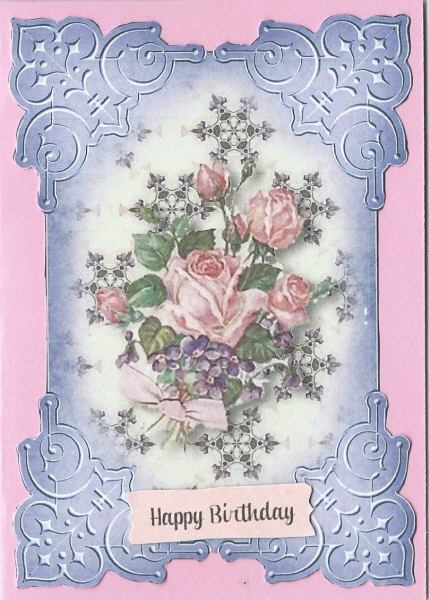 Rose and Violet Embossed Lavendar Corners Card Topper by Rhonda Young