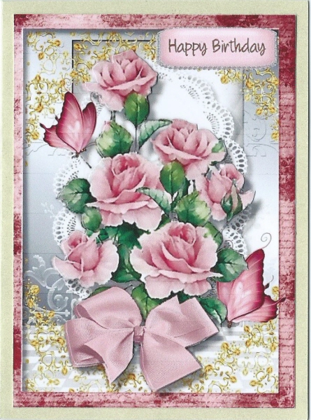 Lovely Pimk Roses with Butterflies  by Rhonda Young