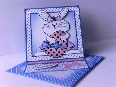 Little Bunny Easel Card Kit with Decoupage by Rita Curtis