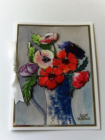 Purple Clematis and Anemones Original Art by Rita Curtis
