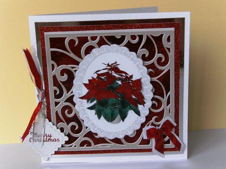 Poinsettias Christmas Card Front by Rita Curtis