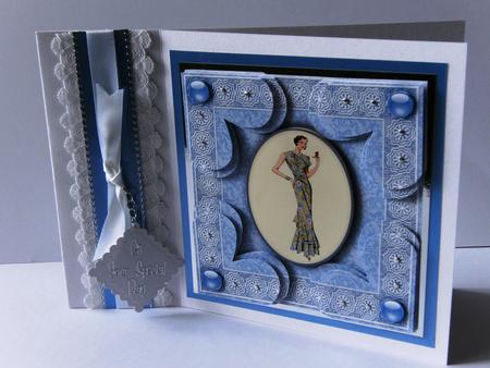 Art Deco Lady 2 Heart Shaped Quadro Corner Stacker by Rita Curtis