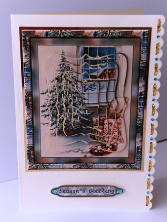 Decorating the Tree - Bracket Pyramid Card Front by Rita Curtis