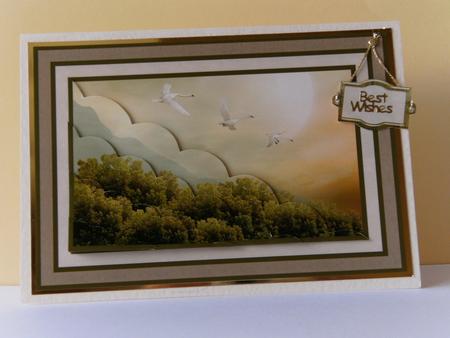 Autumnal Swans Wavy Corner Stacker by Rita Curtis