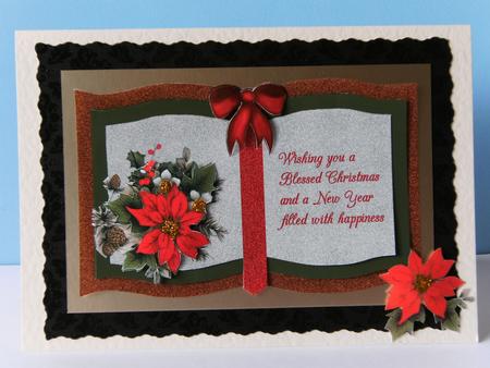 Red Poinsettia and Cones by Rita Curtis