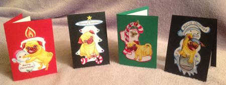 4 Christmas Percy Pugs Topper by Rita Parker