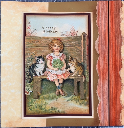 A Happy Birthday - Vintage postcard of a girl and her cats by Robin Schuy