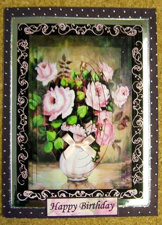 Pink Roses A4 Double Pyramid Card Kit by Mrs K Lynn