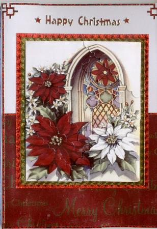 Poinsettia and Church Window Scallop Multi Corner Stacker by Mrs K Lynn