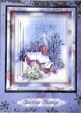 Christmas Church Service Double Pyramid Card Front by Mrs K Lynn