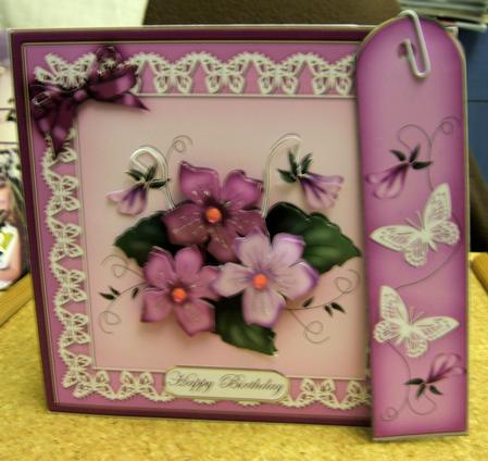 Pretty Viola Quick Card with 3D Decoupage by Mrs K Lynn