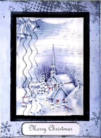 Christmas Blue Snow Village Wavy Centre Stacker by Mrs K Lynn