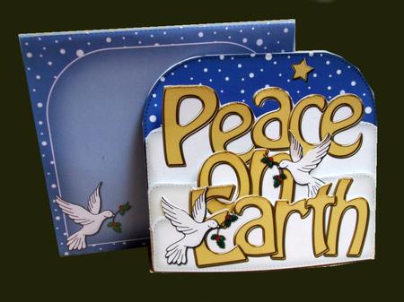 Peace on Earth Doves Pop Out Xmas Word Card by Mrs K Lynn