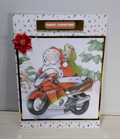 Motorbike Santa 8x8 Quick Card by Roseanna Miles