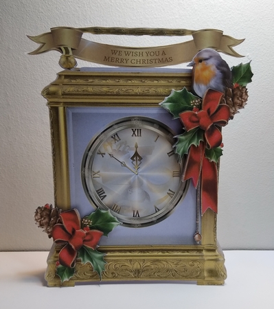 Carriage Clock Card - Robin Bow by Roseanna Miles
