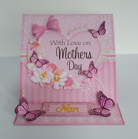 3D Easel Card Mini Kit - A Touch of Elegance Mothers Day - Flowers, Heart Lace, Butterflies & Pearls by Roseanna Miles