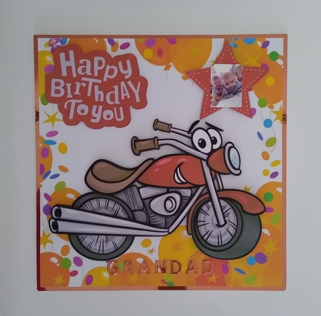 Lovely red toony motorbike in balloon frame 8x8 by Roseanna Miles