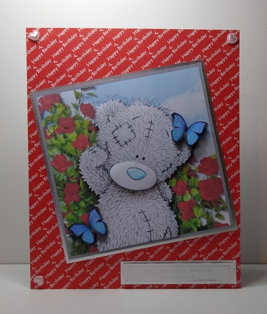 Tatty teddy with roses Birthday or Mothers Day by Roseanna Miles