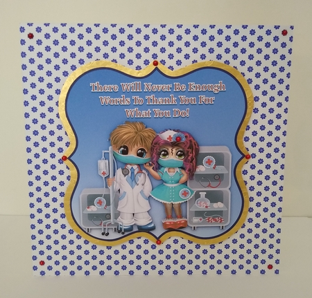 Thank You To All The Hospital Staff - 6 x 6 Card Kit With Insert and Envelope by Roseanna Miles