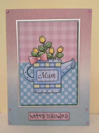 Rose watering can mum pastels birthday card sheet by Roseanna Miles
