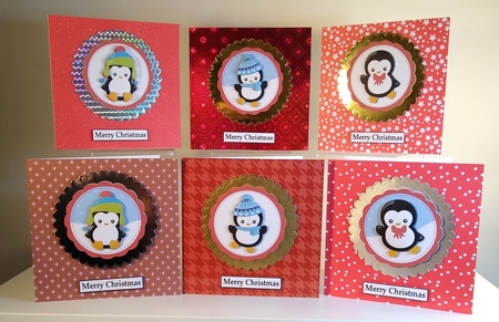Cute Penguin Toppers (Stitched Inner Circles) by Roseanna Miles