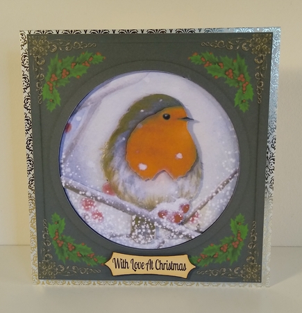 3 Beautiful Christmas robin with black frame card fronts/toppers 3 by Roseanna Miles