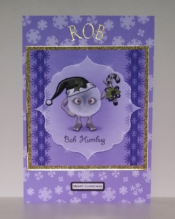 3 Bah Humbug Christmas pom pom card fronts/toppers 1 by Roseanna Miles