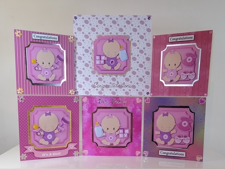 6 Pink baby girl toppers by Roseanna Miles