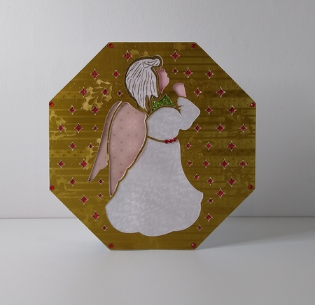 CHRISTMAS ANGEL OCTAGON CARD by Roseanna Miles