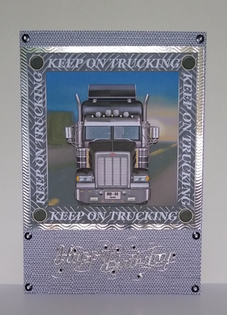 3 Black keep on trucking card front/toppers by Roseanna Miles