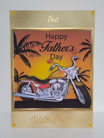 customised bike with sunset and palm trees 8x8 (FATHERS DAY) by Roseanna Miles
