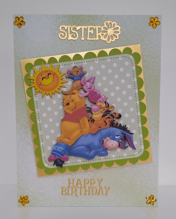 Pooh bear  with naughty friends topper by Roseanna Miles