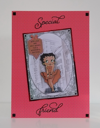 Betty in New York - 7x5 inch card front with decoupage by Roseanna Miles