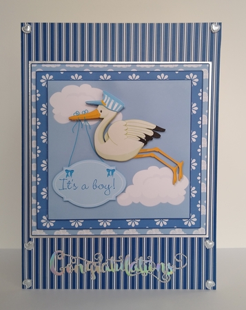 Special Delivery Baby Boy 7.5 Inch Card Front & Insert by Roseanna Miles