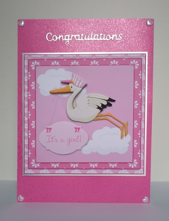Special Delivery Baby Girl 7.5 Inch Card Front & Insert by Roseanna Miles
