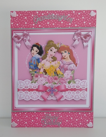 Pretty princesses with pink bows and lace 8x8 by Roseanna Miles