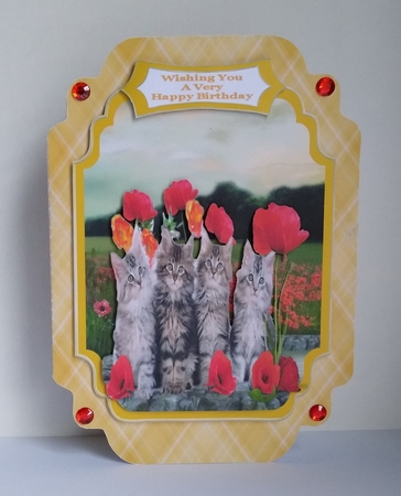 Four Little Kittens - Cut And Fold Card by Roseanna Miles